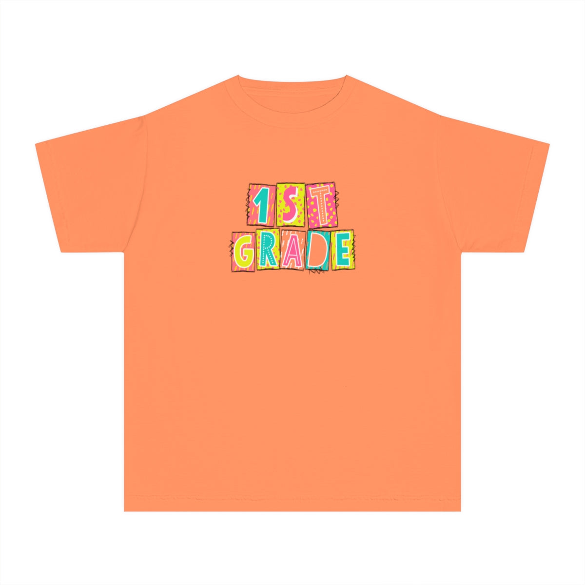 1st Grade Neon Blocks Youth Short Sleeve Tee