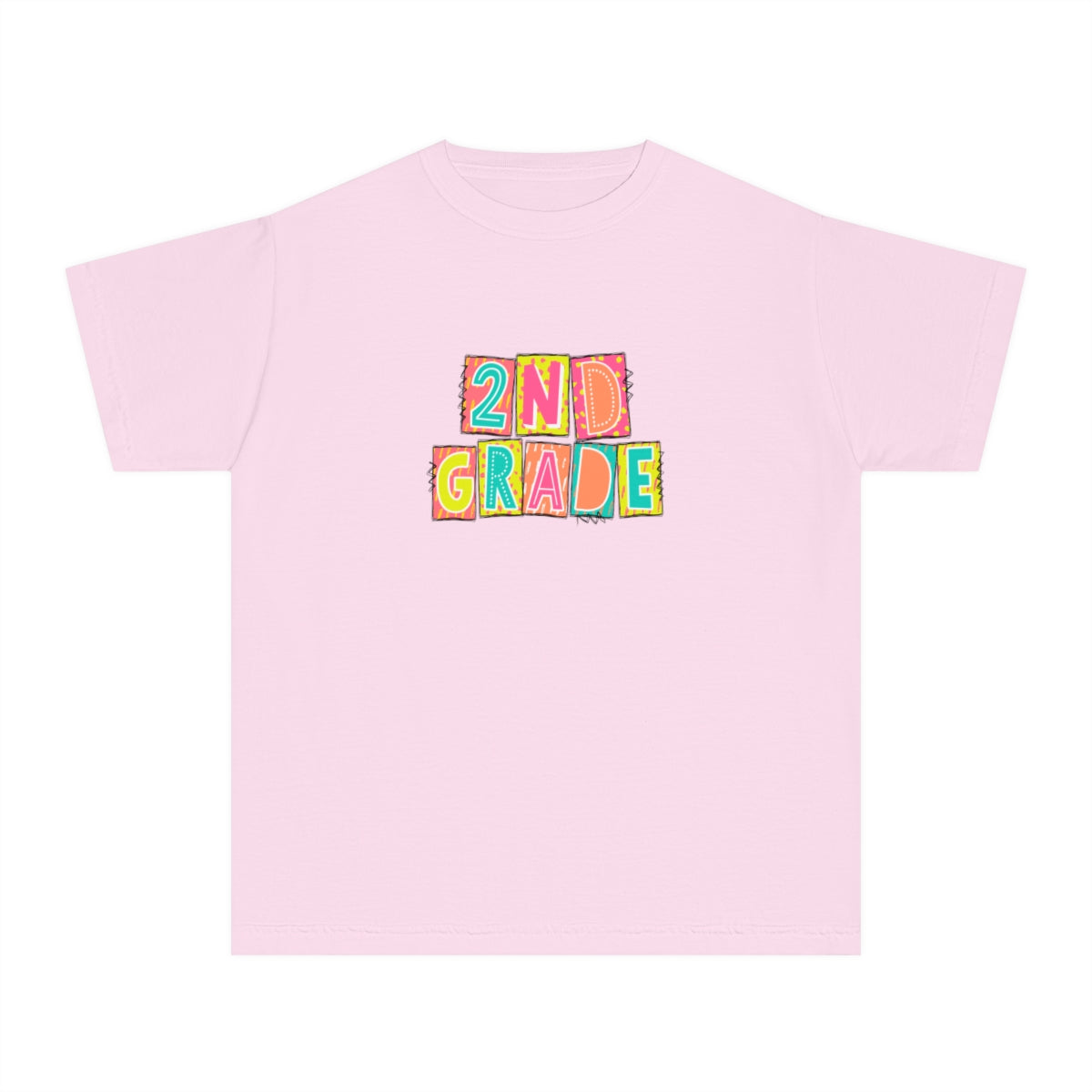2nd Grade Neon Blocks Youth Short Sleeve Tee