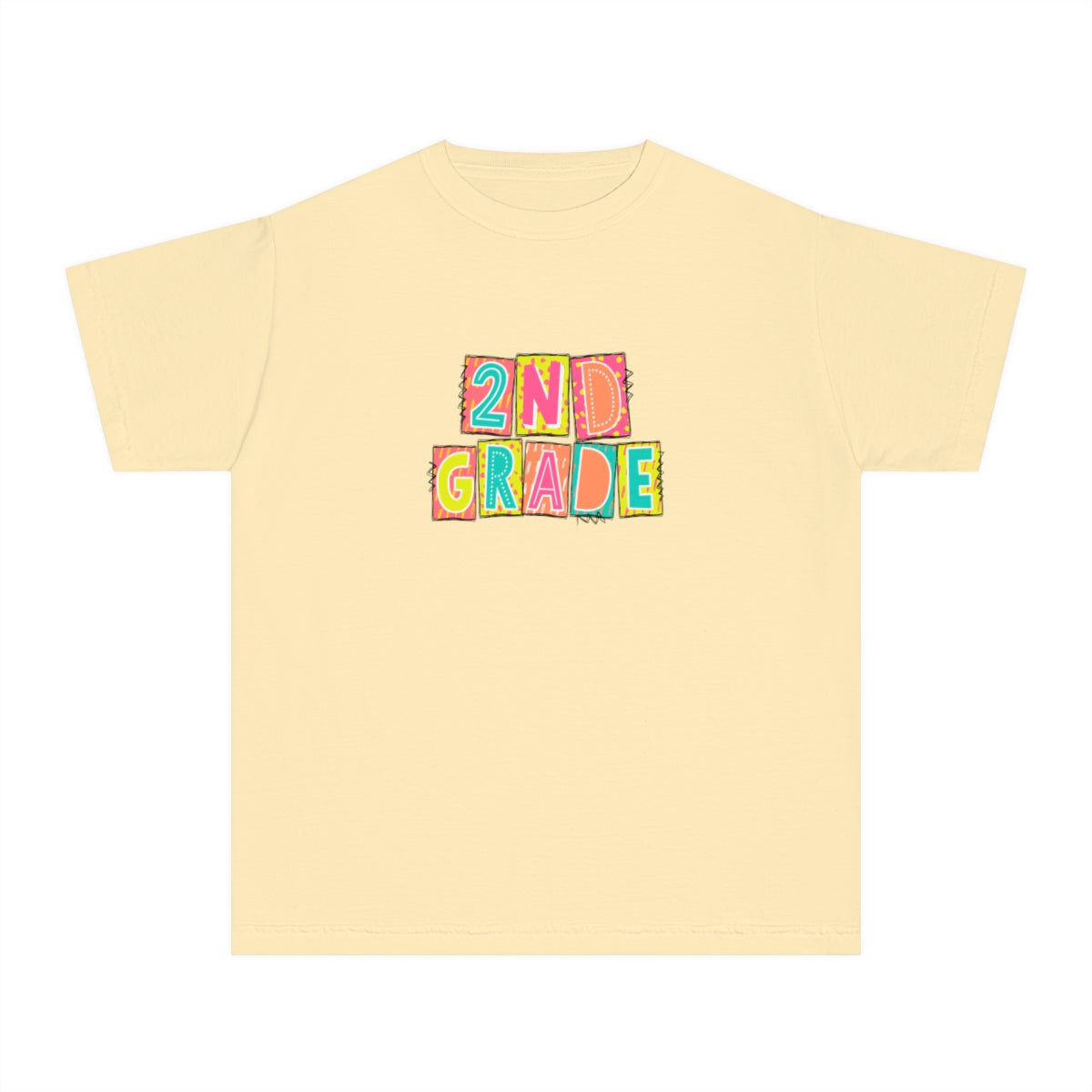 2nd Grade Neon Blocks Youth Short Sleeve Tee