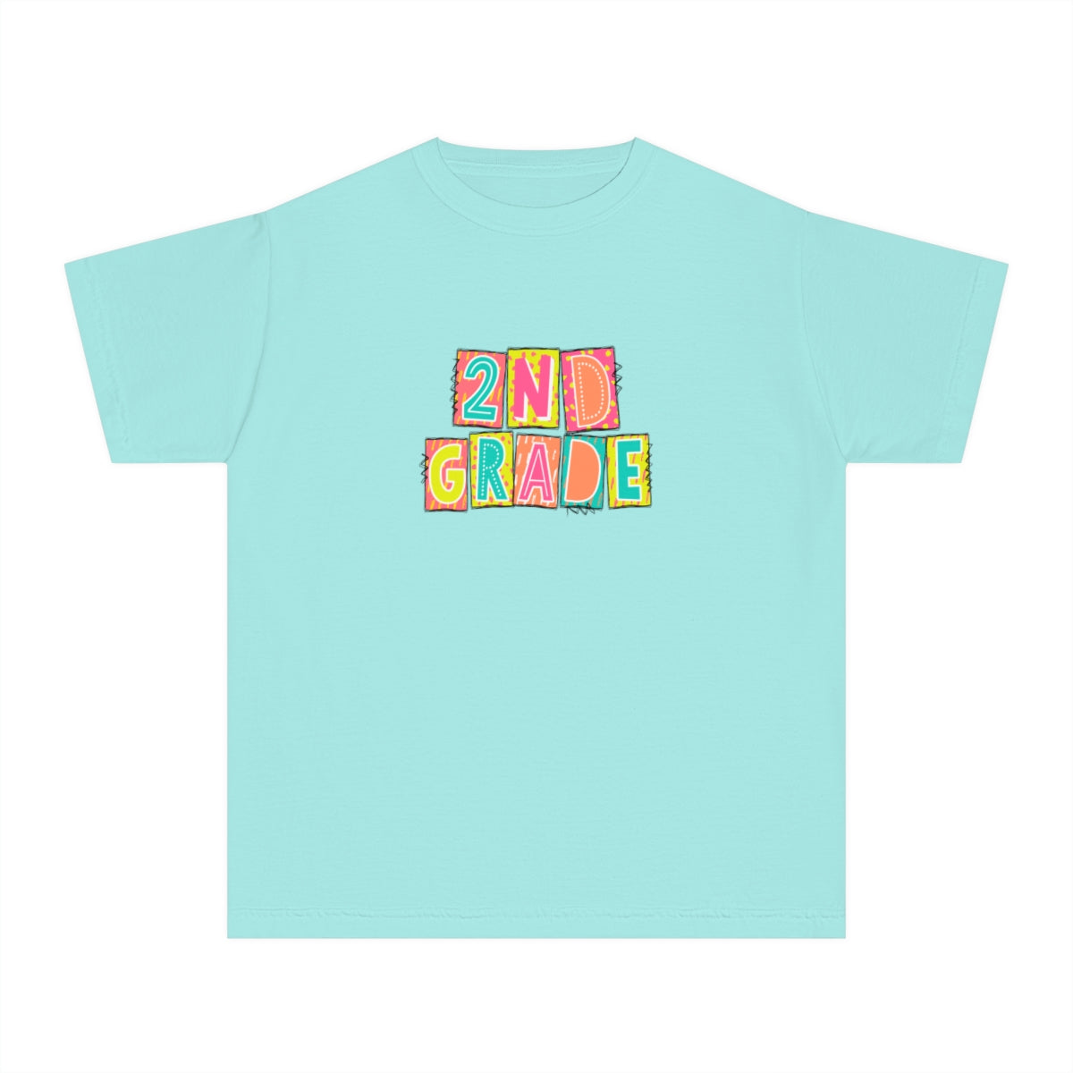2nd Grade Neon Blocks Youth Short Sleeve Tee