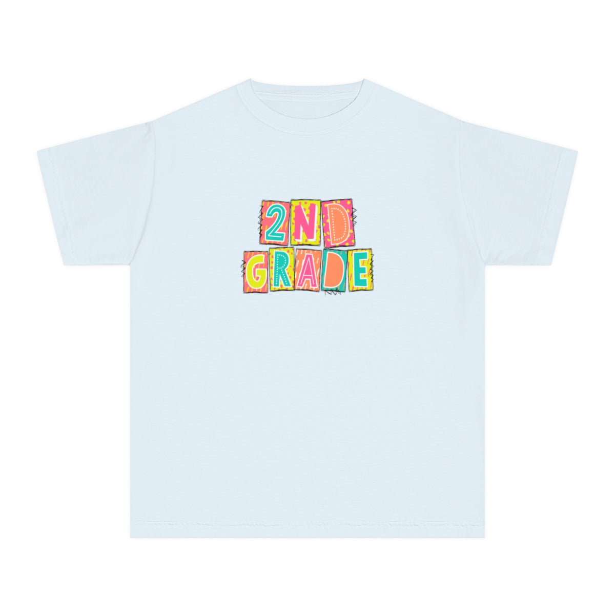 2nd Grade Neon Blocks Youth Short Sleeve Tee
