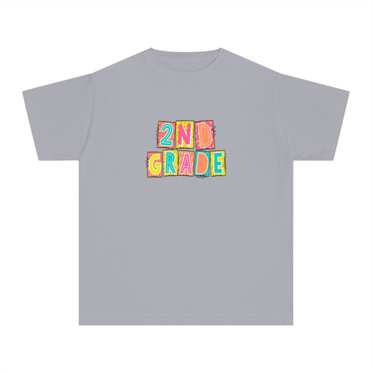 2nd Grade Neon Blocks Youth Short Sleeve Tee