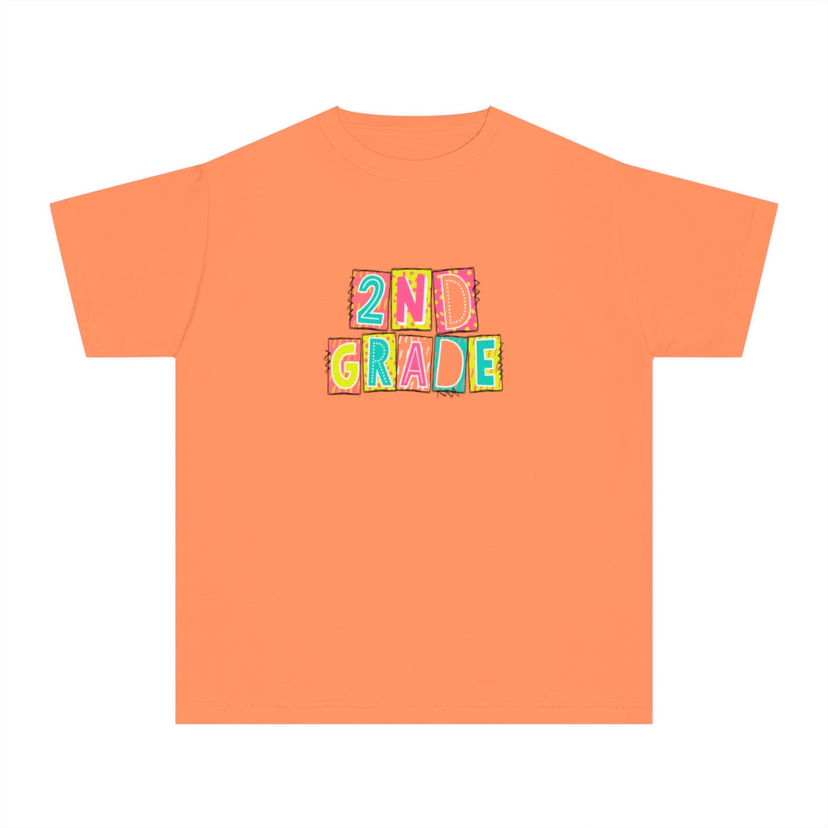 2nd Grade Neon Blocks Youth Short Sleeve Tee