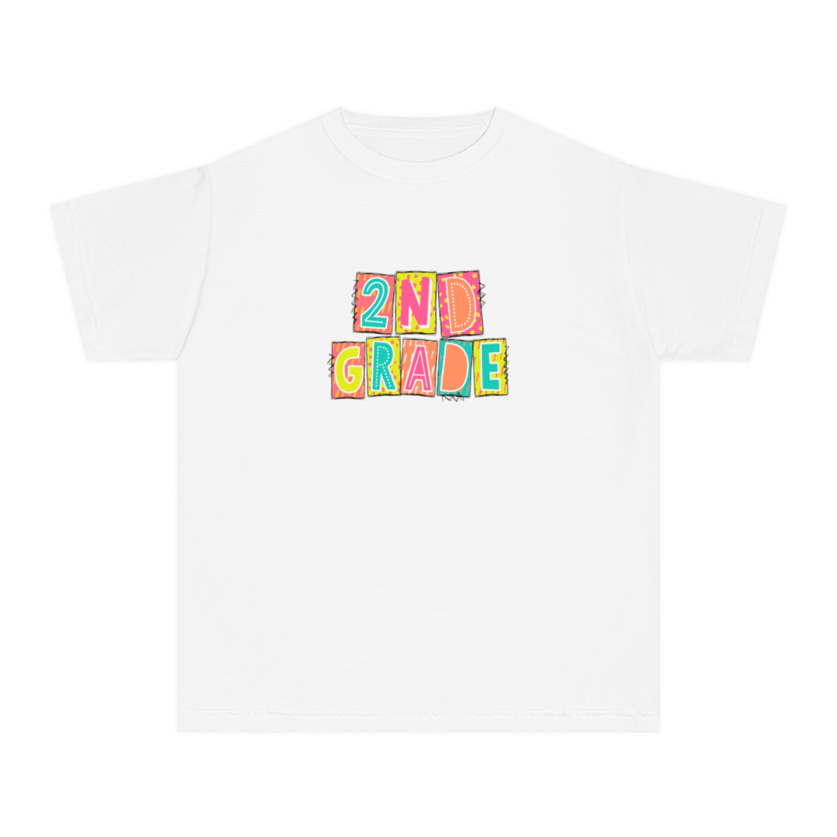 2nd Grade Neon Blocks Youth Short Sleeve Tee