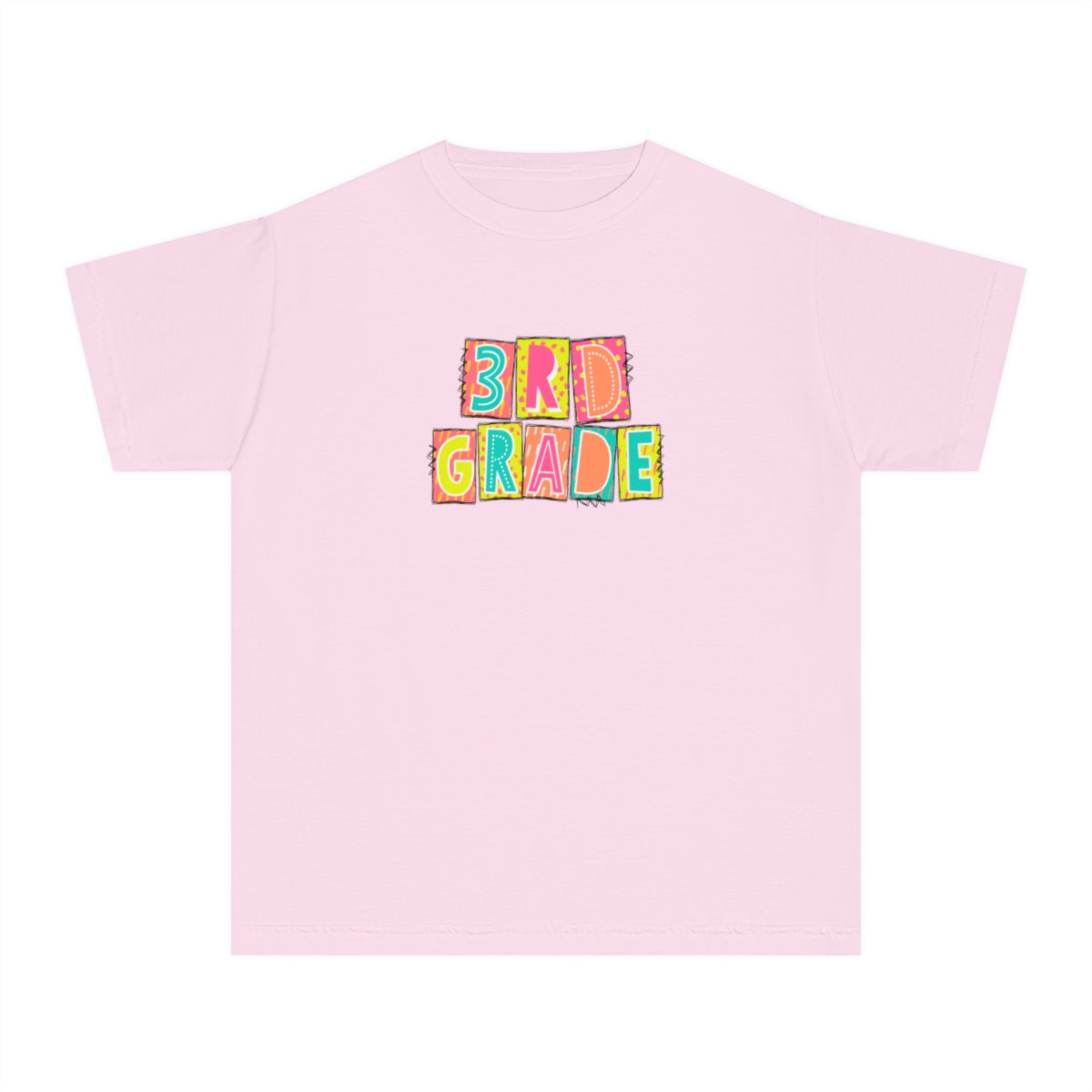 3rd Grade Neon Blocks Youth Short Sleeve Tee