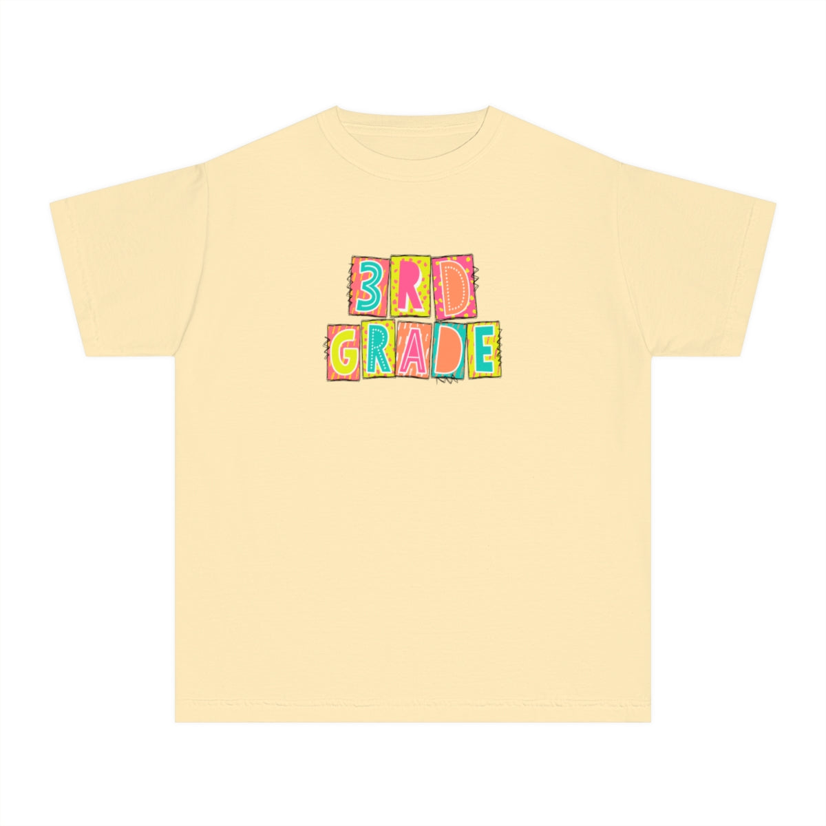 3rd Grade Neon Blocks Youth Short Sleeve Tee