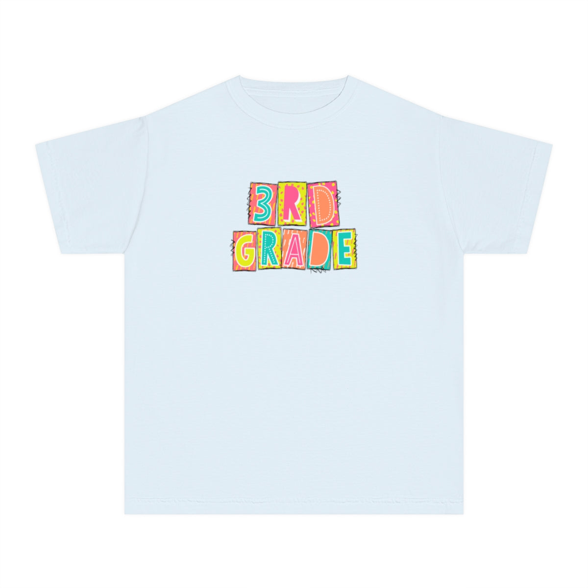 3rd Grade Neon Blocks Youth Short Sleeve Tee