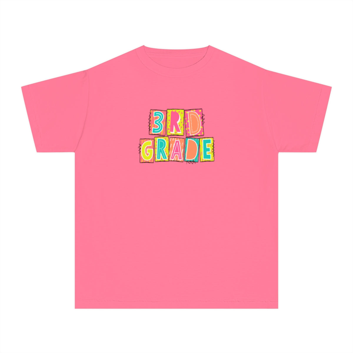 3rd Grade Neon Blocks Youth Short Sleeve Tee