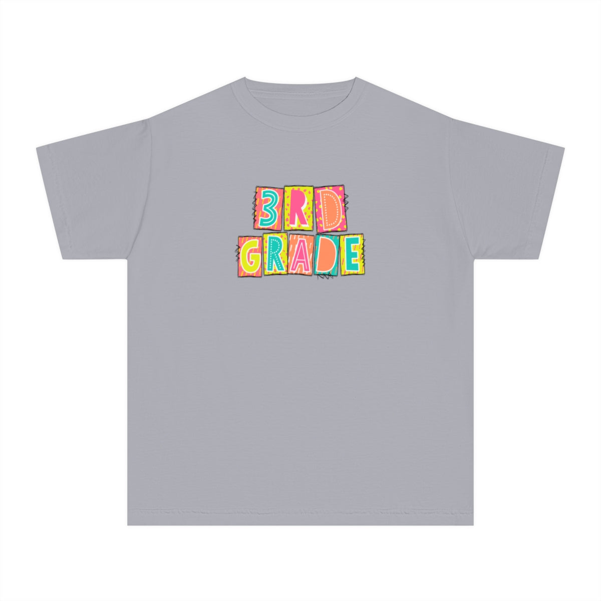 3rd Grade Neon Blocks Youth Short Sleeve Tee
