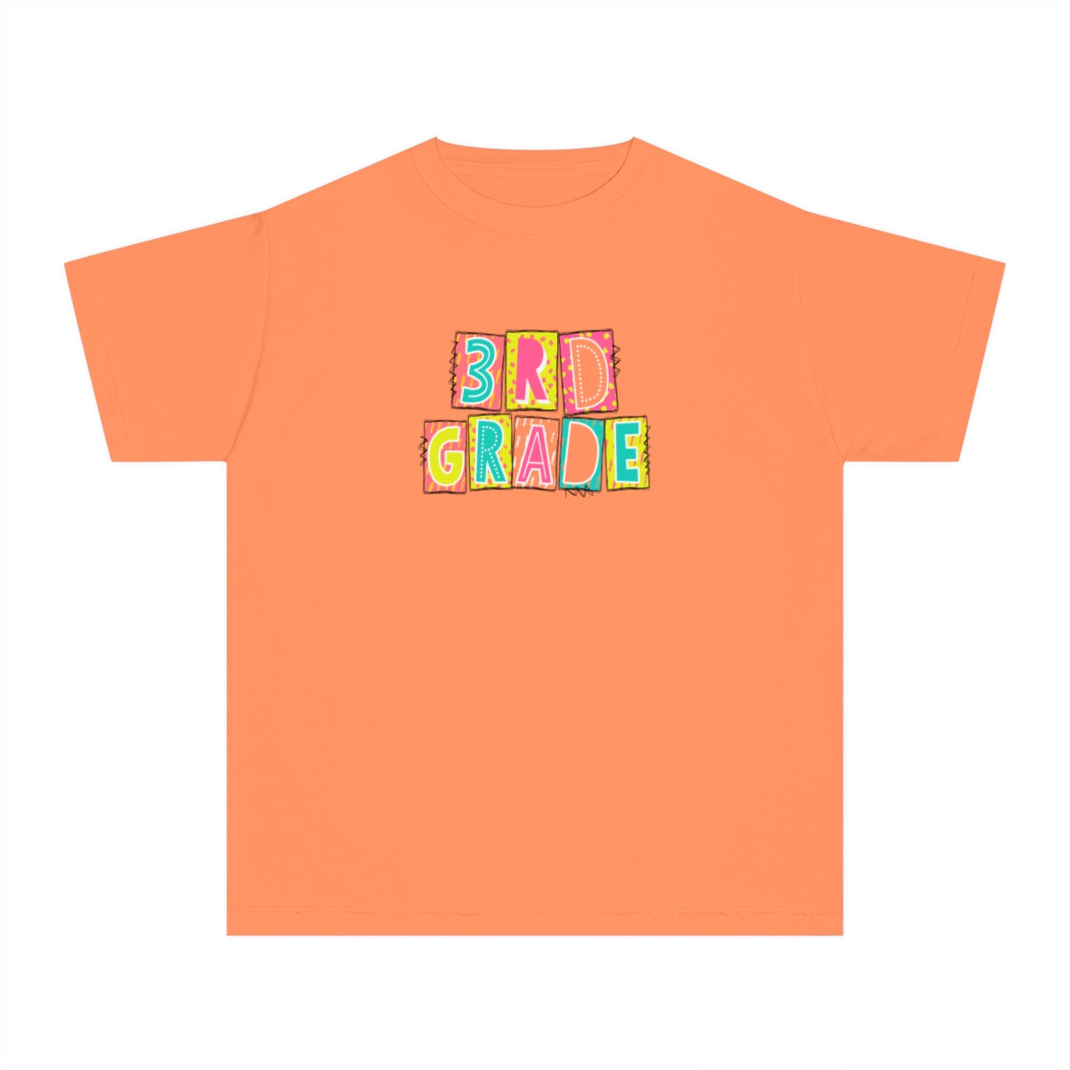 3rd Grade Neon Blocks Youth Short Sleeve Tee