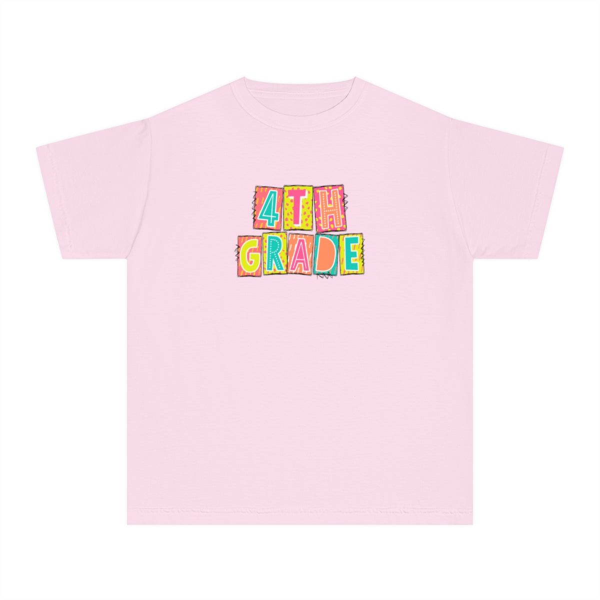 4th Grade Neon Blocks Youth Short Sleeve Tee