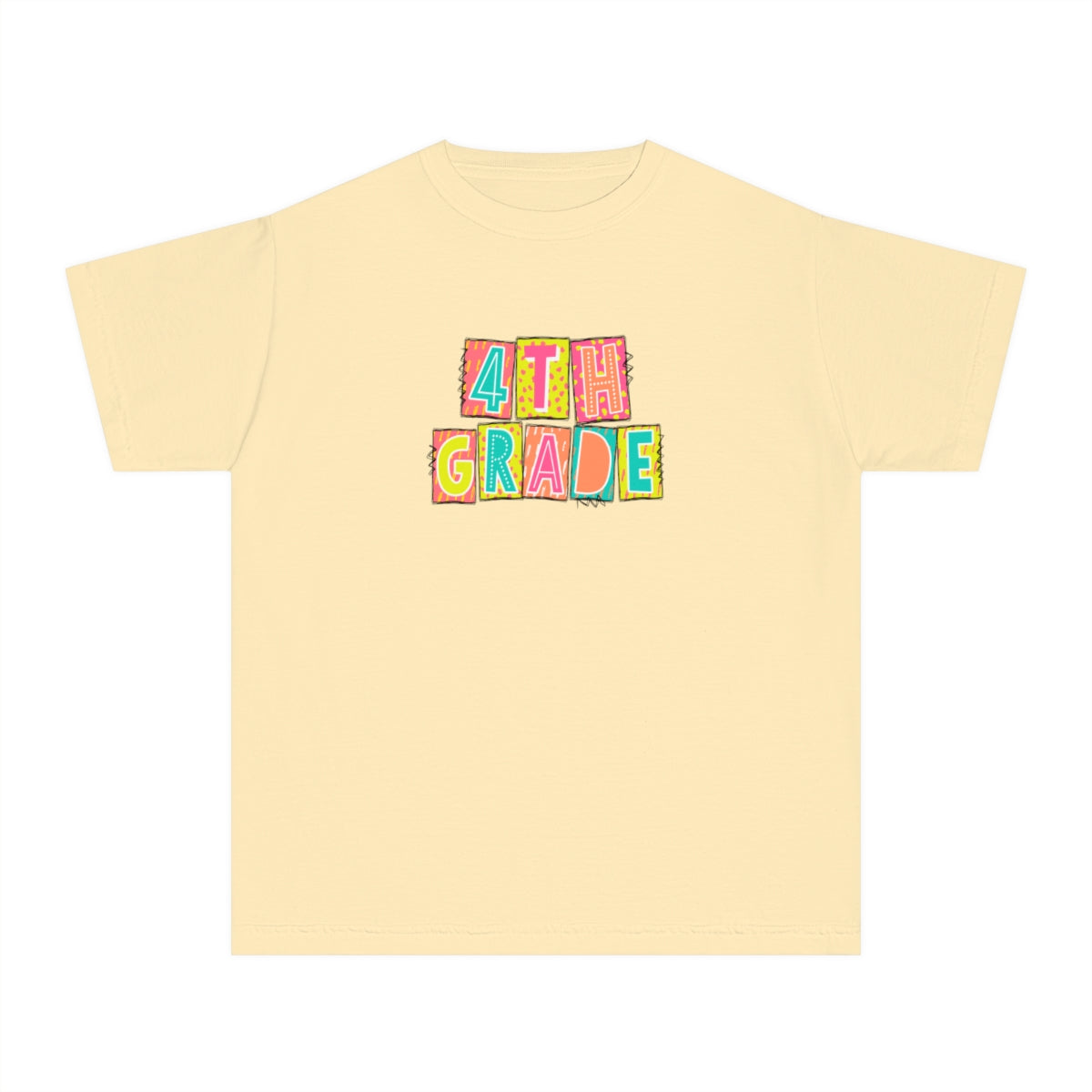 4th Grade Neon Blocks Youth Short Sleeve Tee