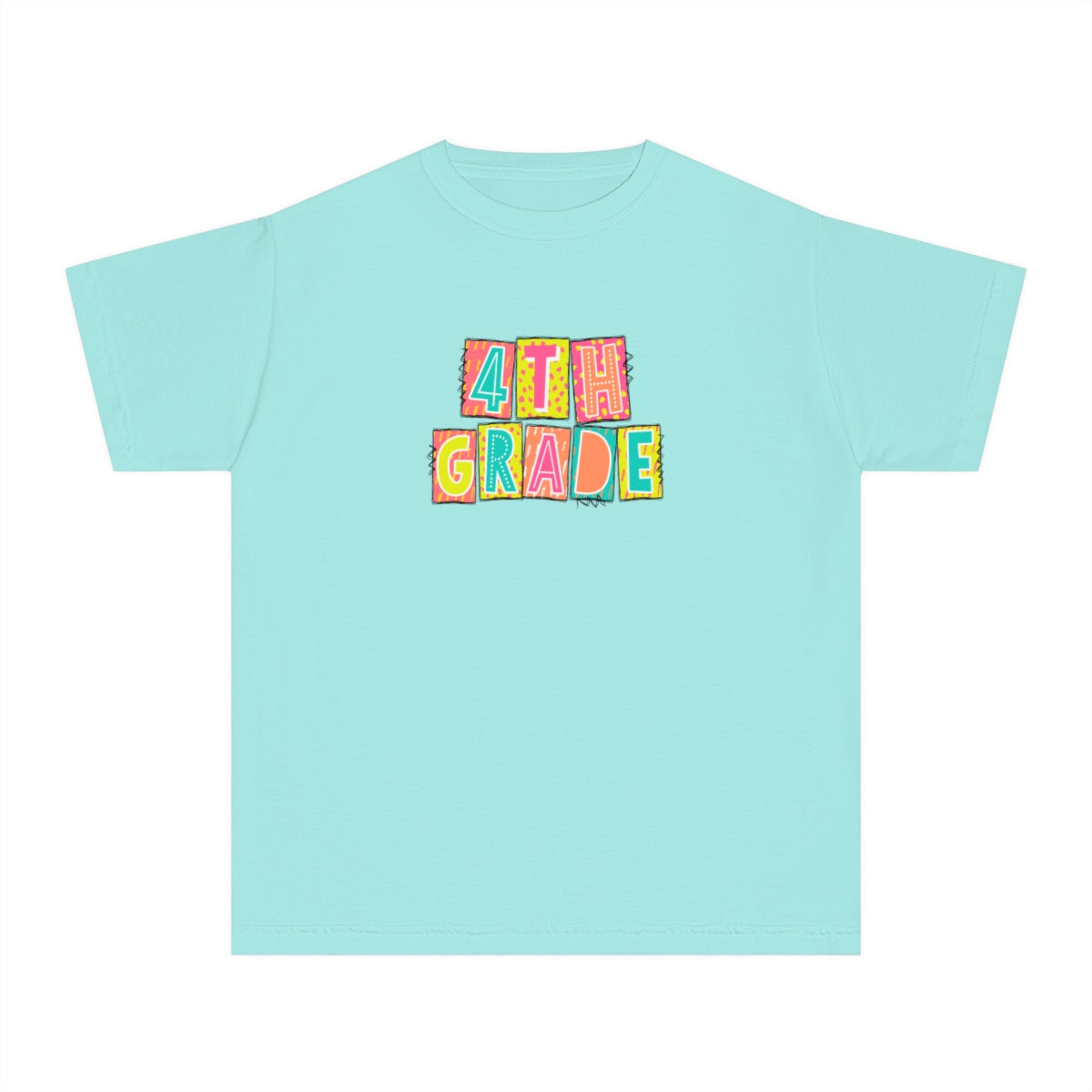 4th Grade Neon Blocks Youth Short Sleeve Tee