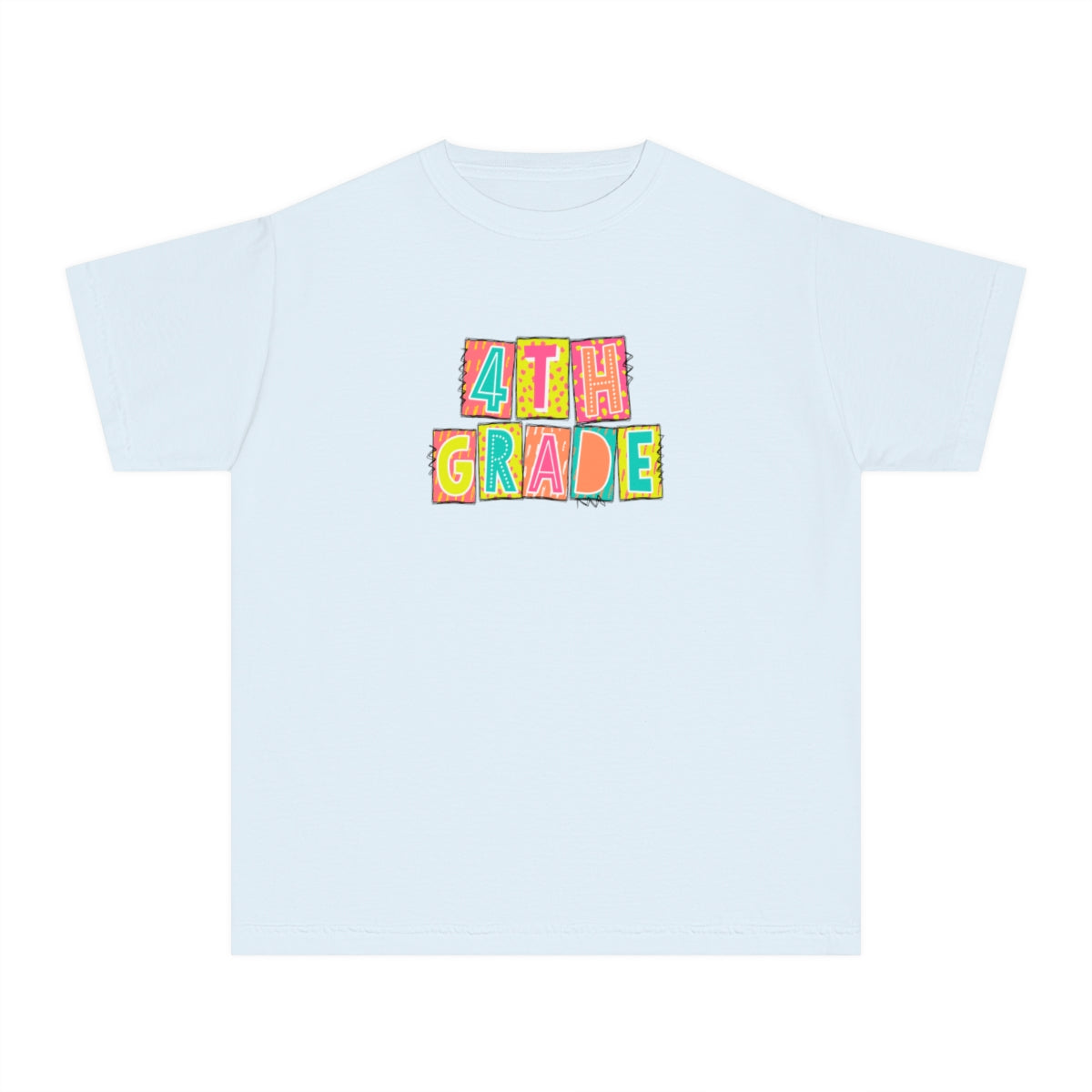 4th Grade Neon Blocks Youth Short Sleeve Tee