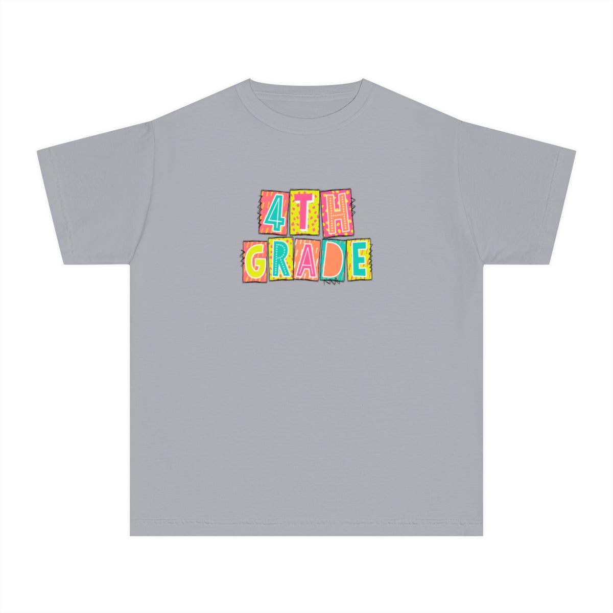 4th Grade Neon Blocks Youth Short Sleeve Tee