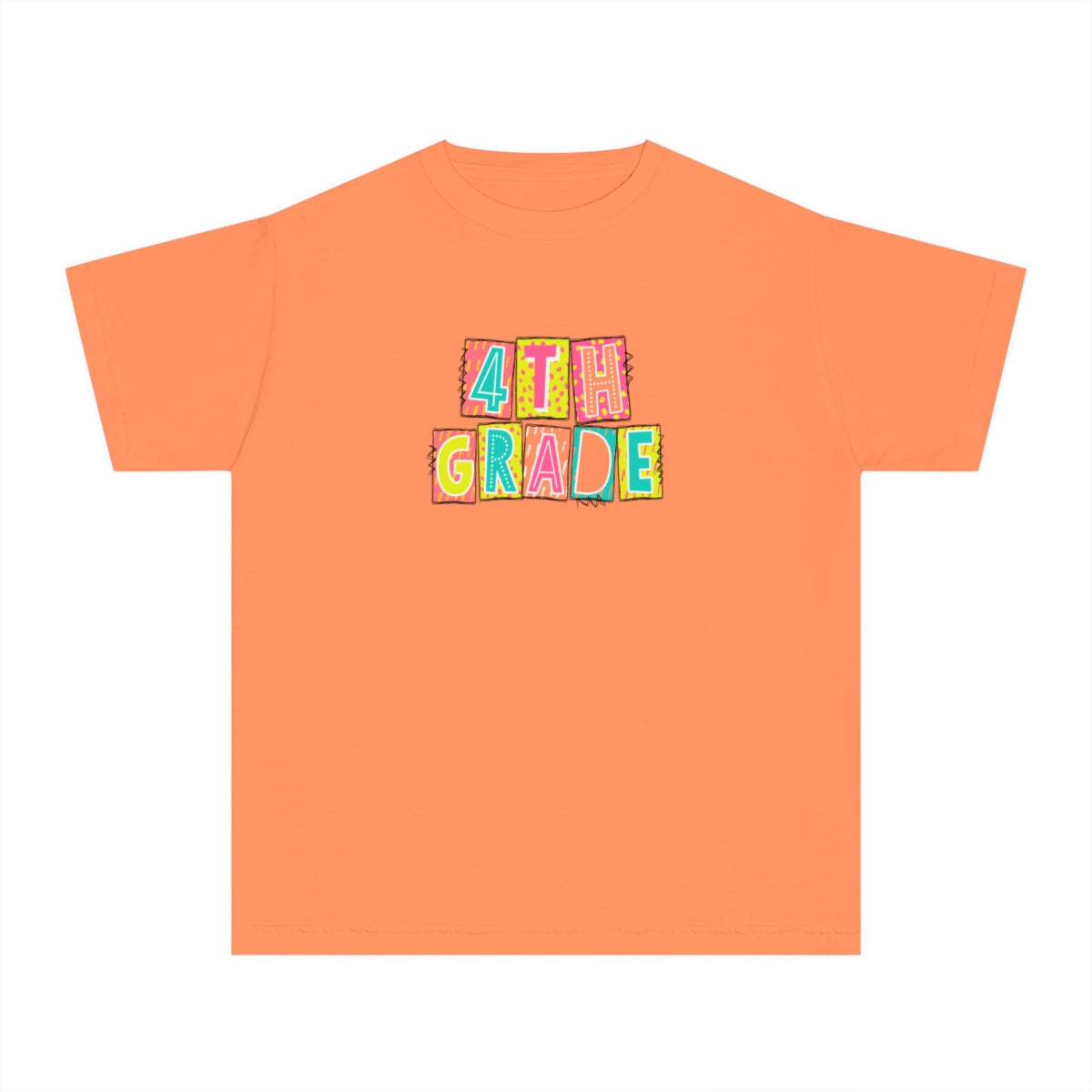 4th Grade Neon Blocks Youth Short Sleeve Tee