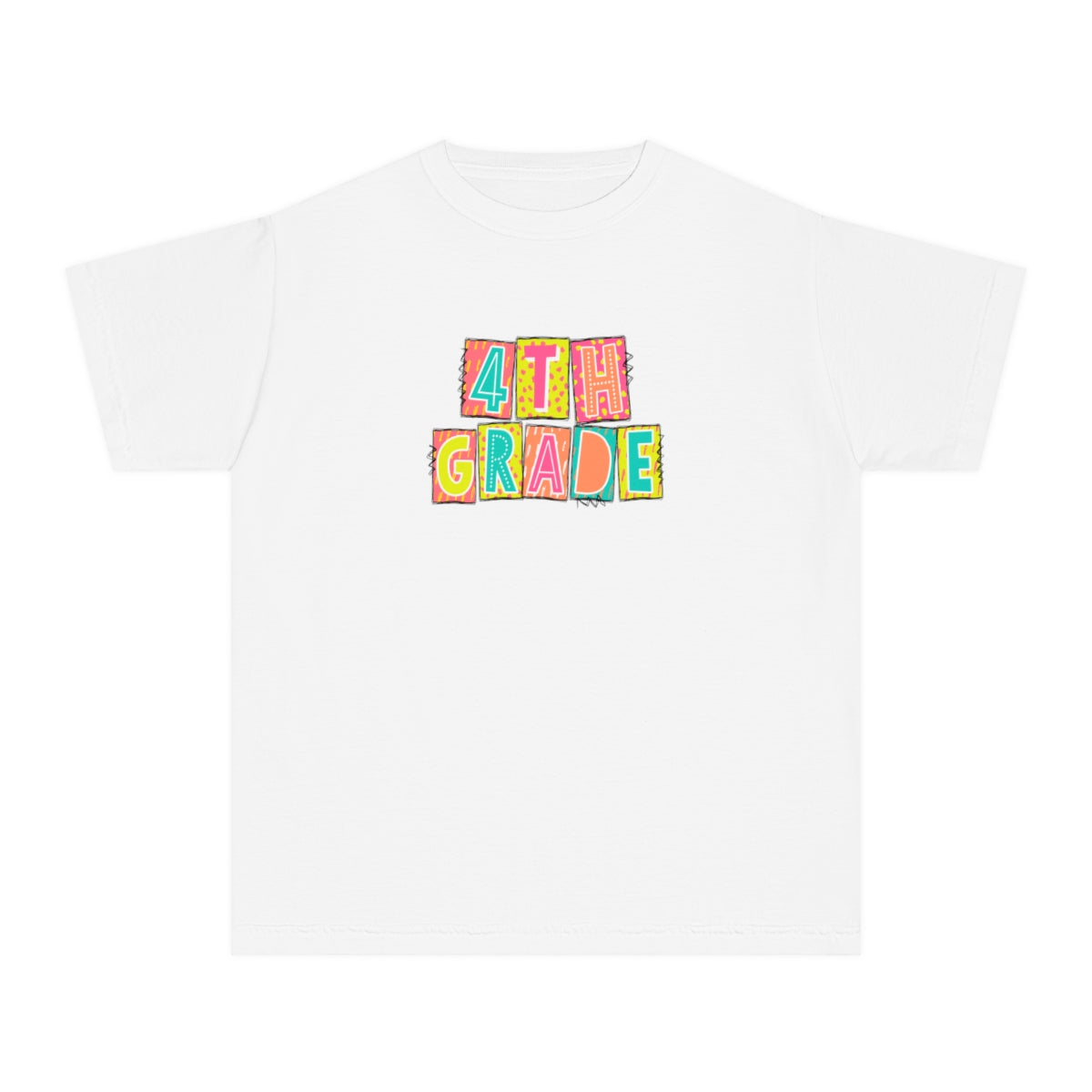 4th Grade Neon Blocks Youth Short Sleeve Tee