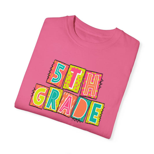 5th Grade Neon Blocks Short Sleeve Tee