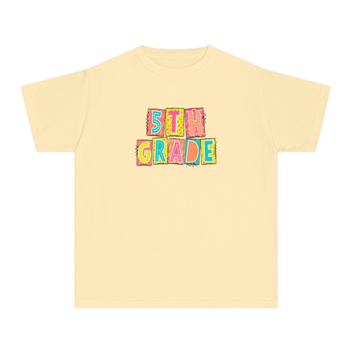 5th Grade Neon Blocks Youth Short Sleeve Tee