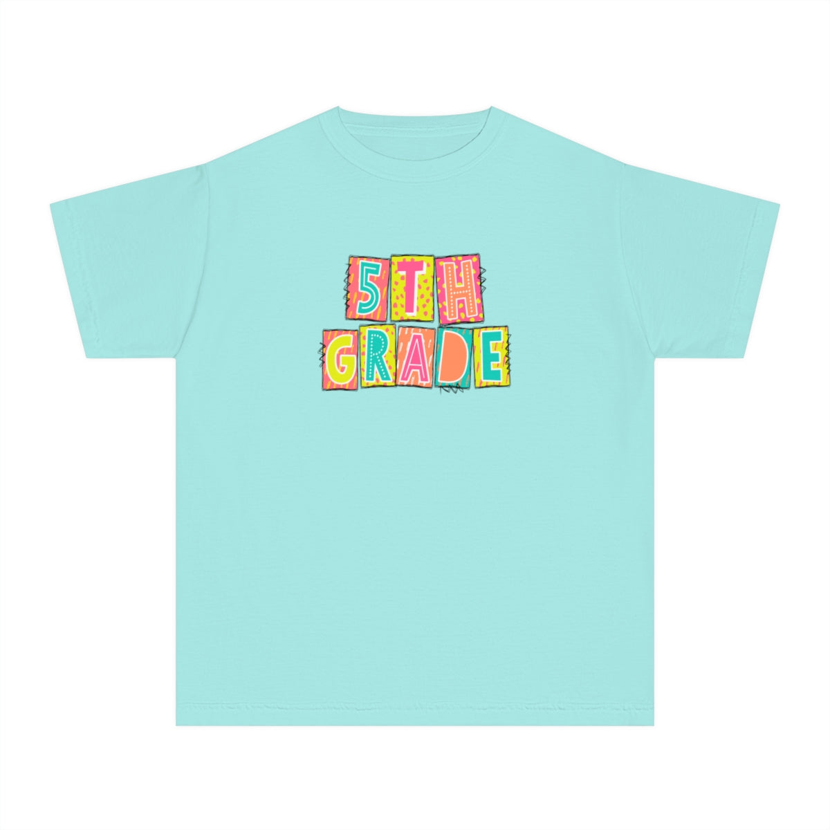 5th Grade Neon Blocks Youth Short Sleeve Tee