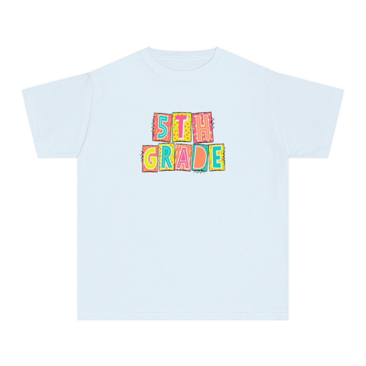 5th Grade Neon Blocks Youth Short Sleeve Tee