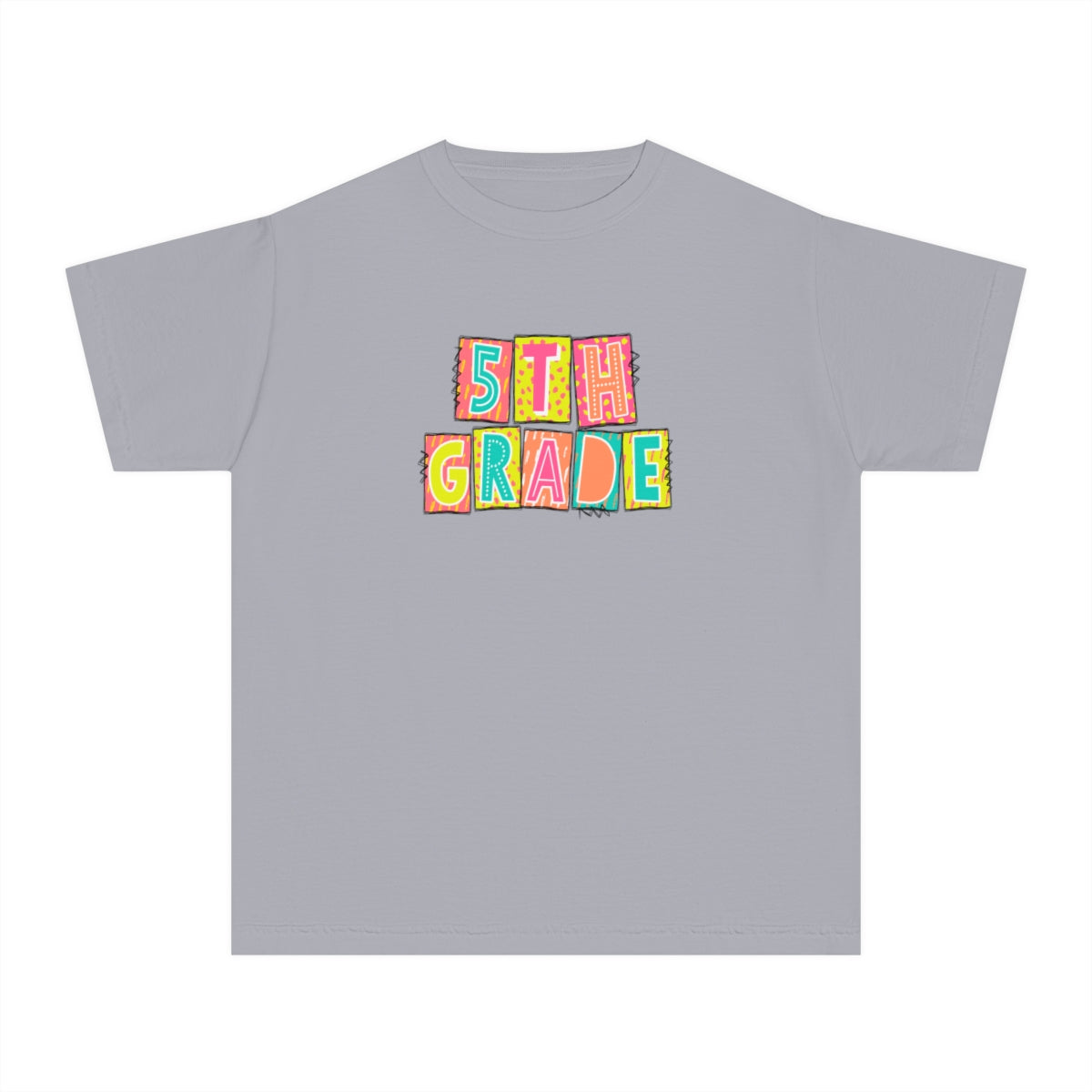 5th Grade Neon Blocks Youth Short Sleeve Tee
