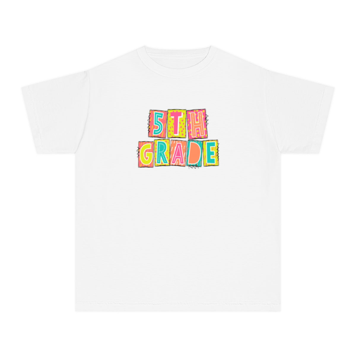 5th Grade Neon Blocks Youth Short Sleeve Tee