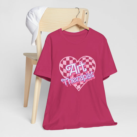 Art Therapist Checkered Heart Short Sleeve Tee