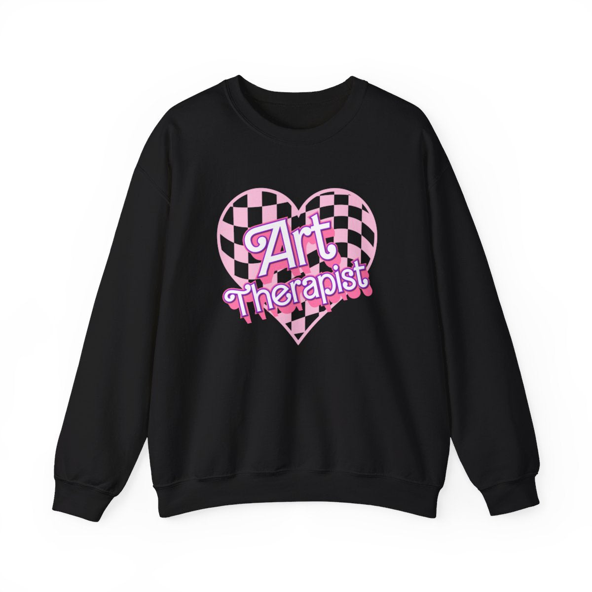 Art Therapist Checkered Heart Long Sleeve Sweatshirt
