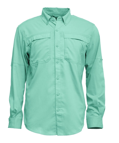 BAW 3300 (Greens) - Men's Long Sleeve Fishing Shirt (Button Down Collar)