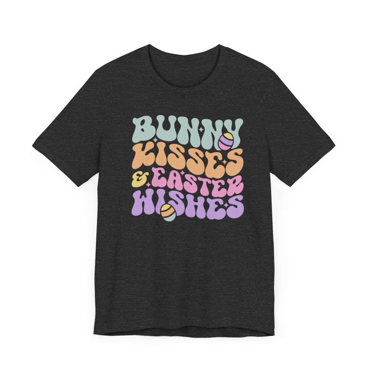 Bunny Kisses Easter Wishes Retro Short Sleeve Tee