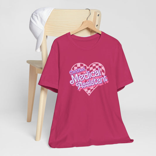 Certified Medical Assistant Checkered Heart Short Sleeve Tee