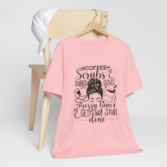 Coffee Scrubs Rubber Gloves Short Sleeve Tee