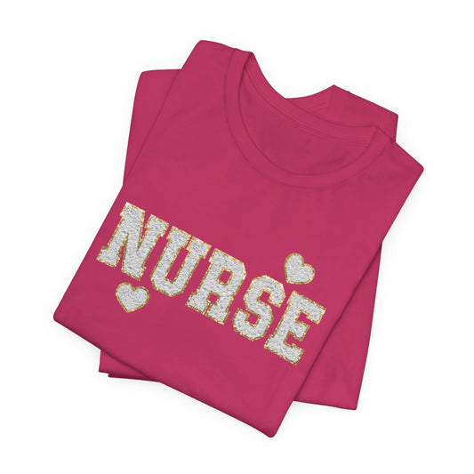 Glitter Nurse White Short Sleeve Tee
