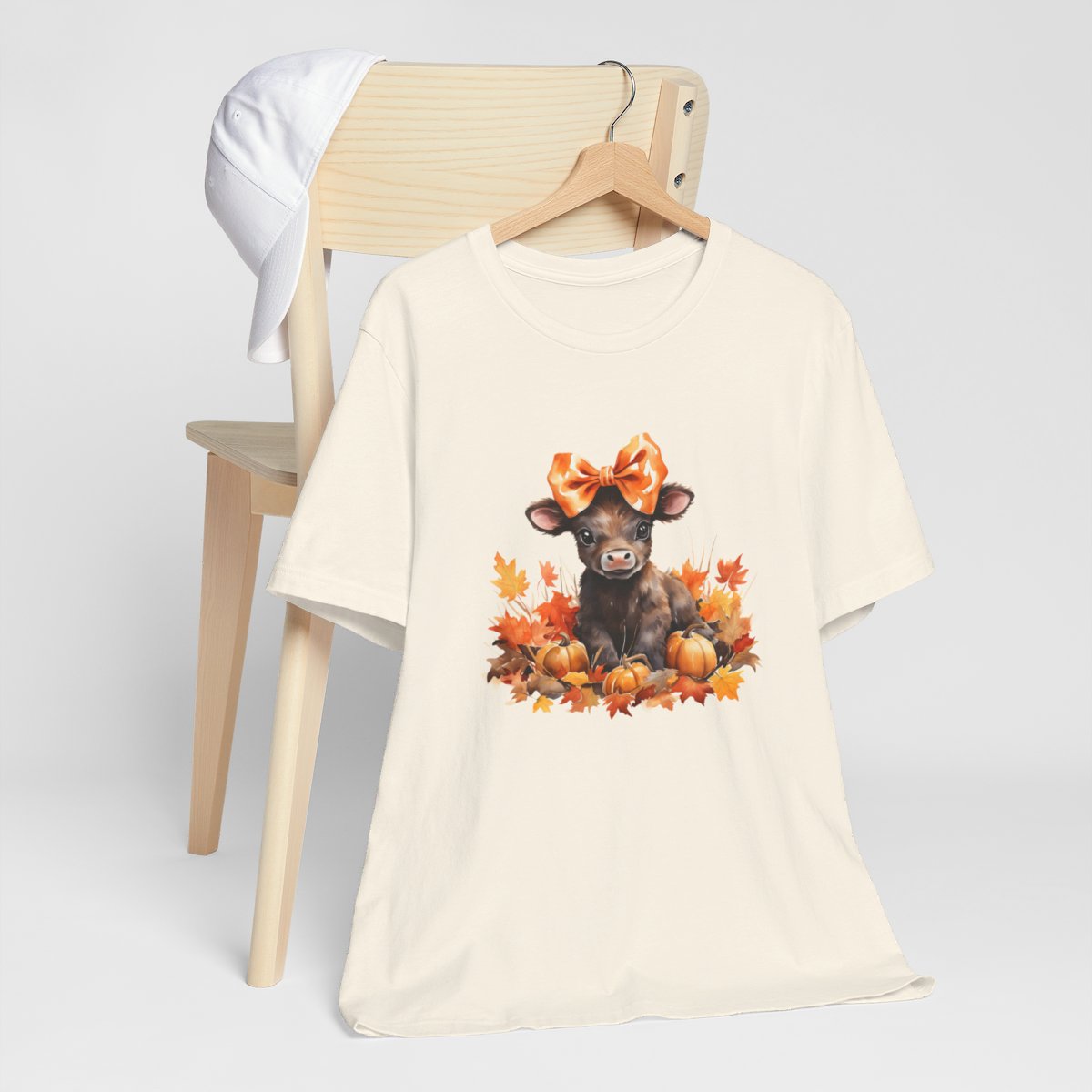 Happy Fall Cow Bow Pumpkin Short Sleeve Tee
