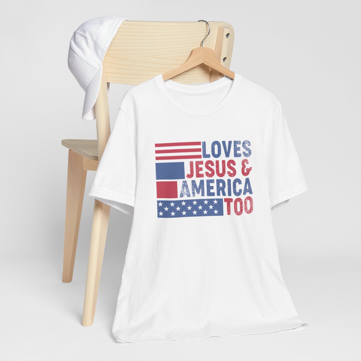 Loves Jesus and America Too Short Sleeve Tee