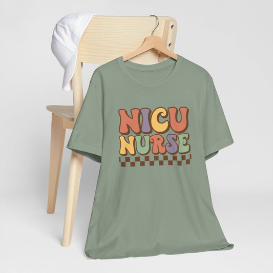 NICU Nurse Checkered Underline Short Sleeve Tee