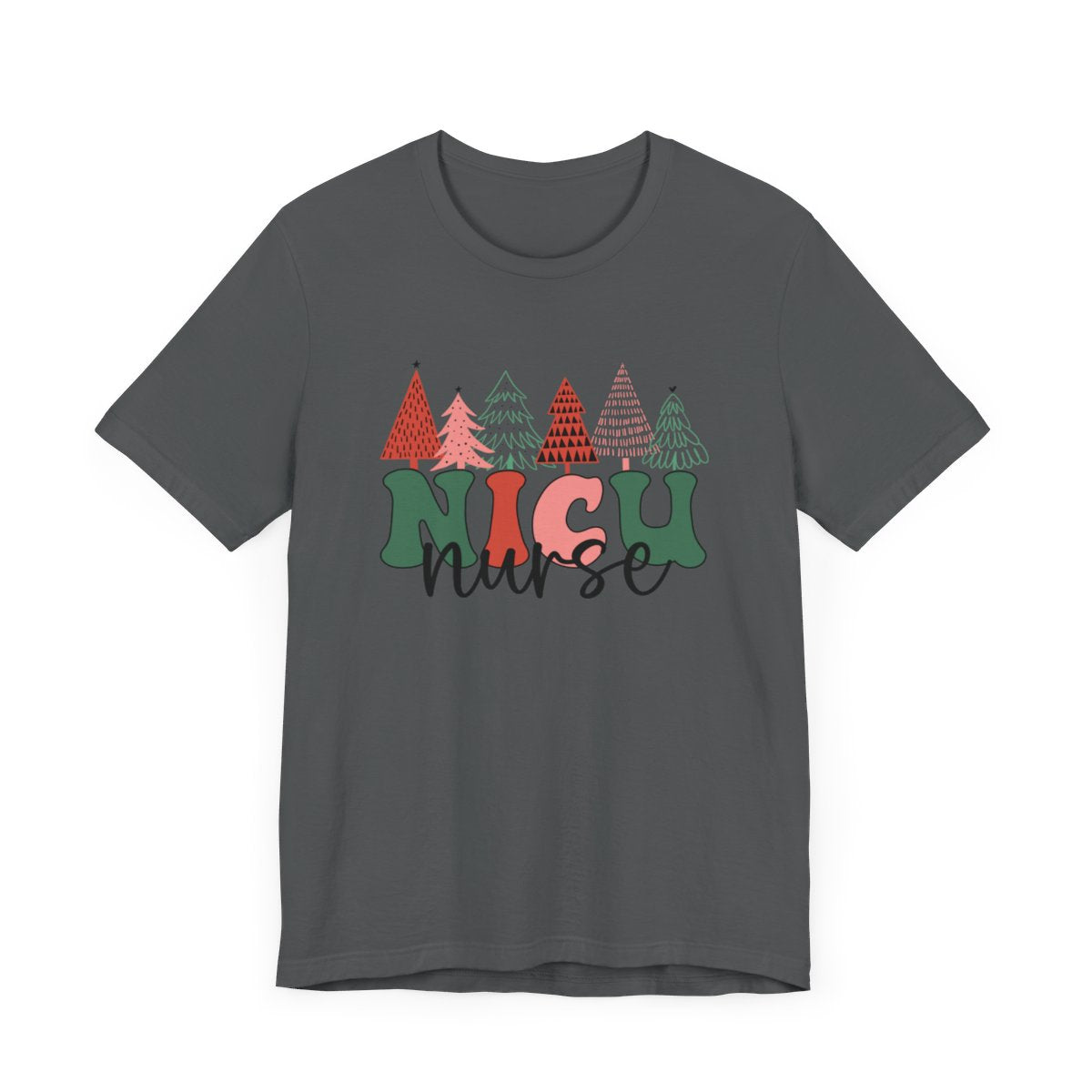 NICU Nurse Chirstmas Trees Short Sleeve Tee