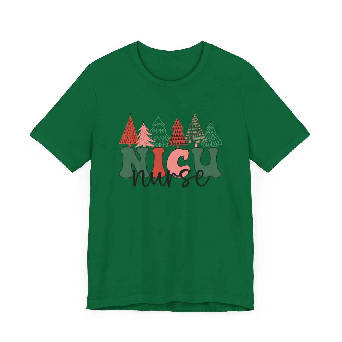 NICU Nurse Chirstmas Trees Short Sleeve Tee