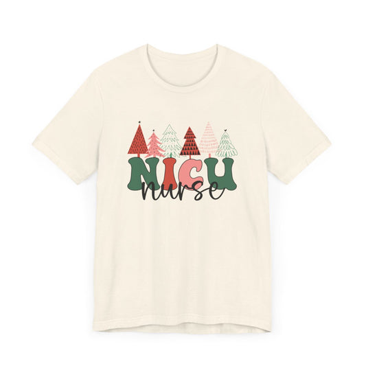 NICU Nurse Chirstmas Trees Short Sleeve Tee