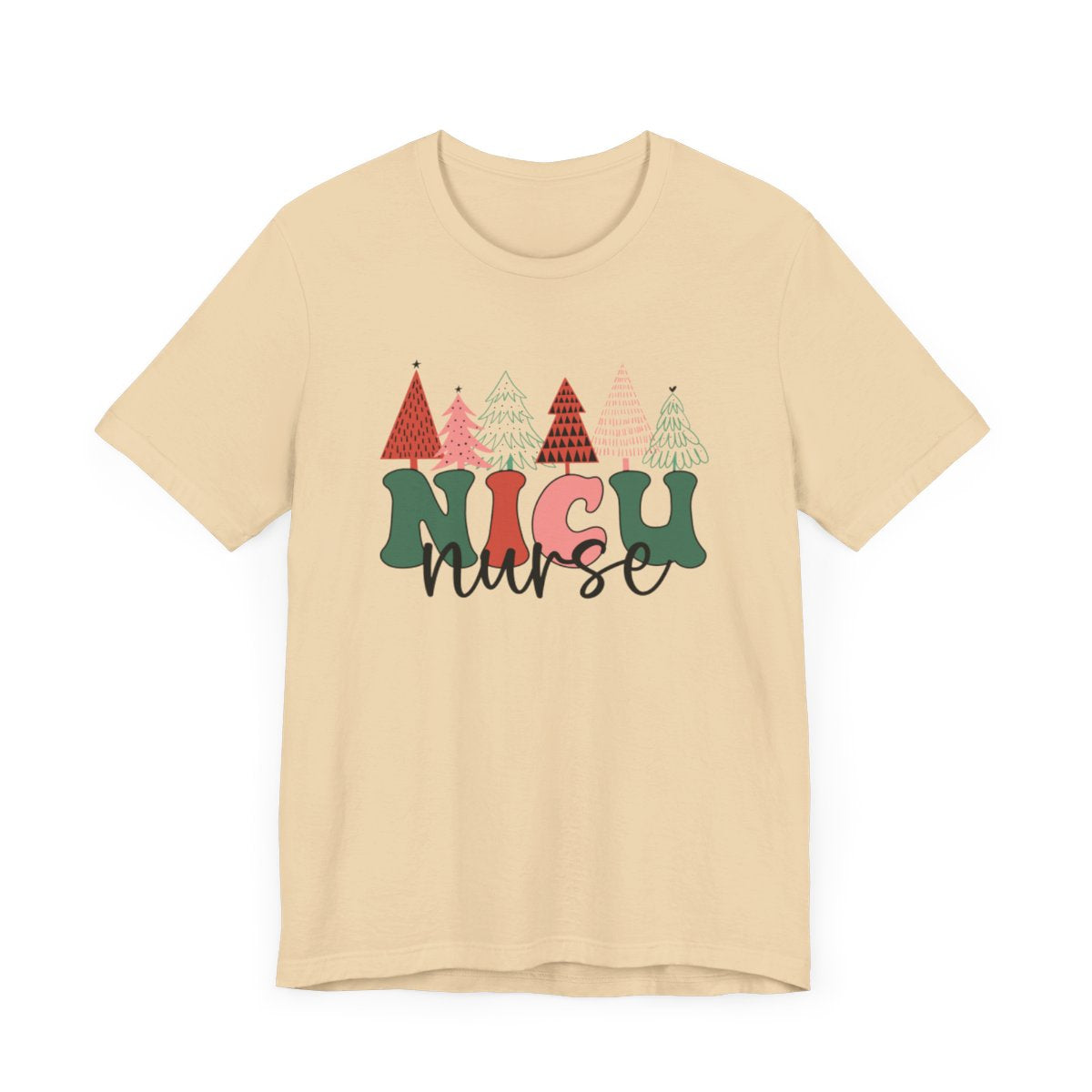 NICU Nurse Chirstmas Trees Short Sleeve Tee