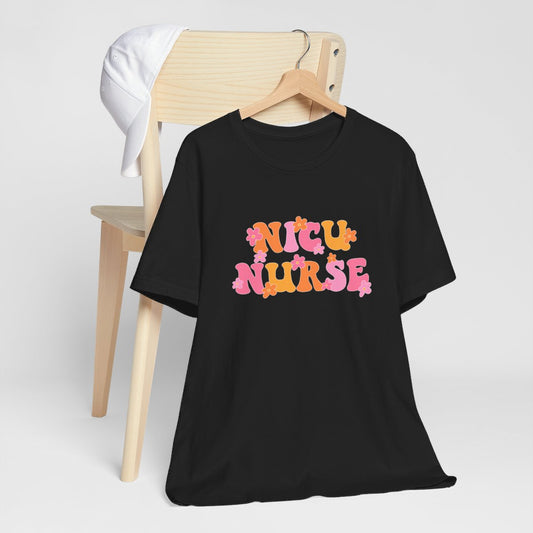 NICU Nurse Retro Floral Short Sleeve Tee