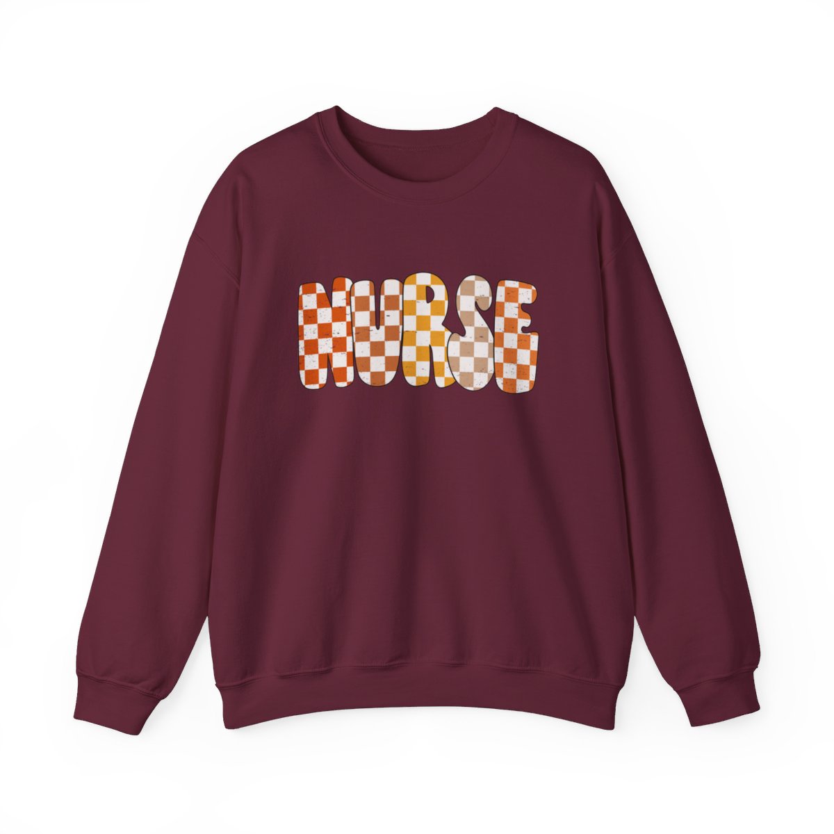 Nurse Checkered Fall Distressed Long Sleeve Sweatshirt