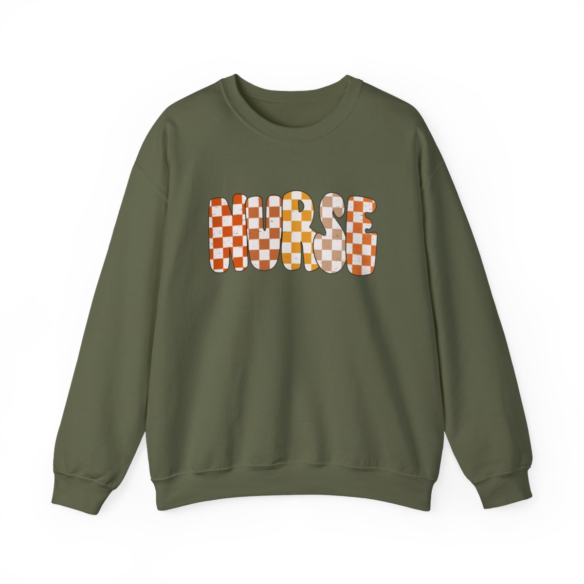 Nurse Checkered Fall Distressed Long Sleeve Sweatshirt