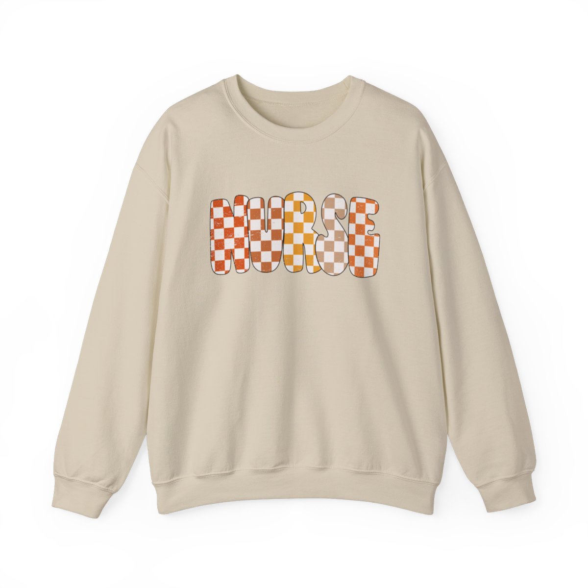 Nurse Checkered Fall Distressed Long Sleeve Sweatshirt