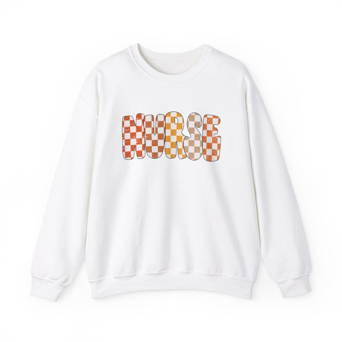 Nurse Checkered Fall Distressed Long Sleeve Sweatshirt
