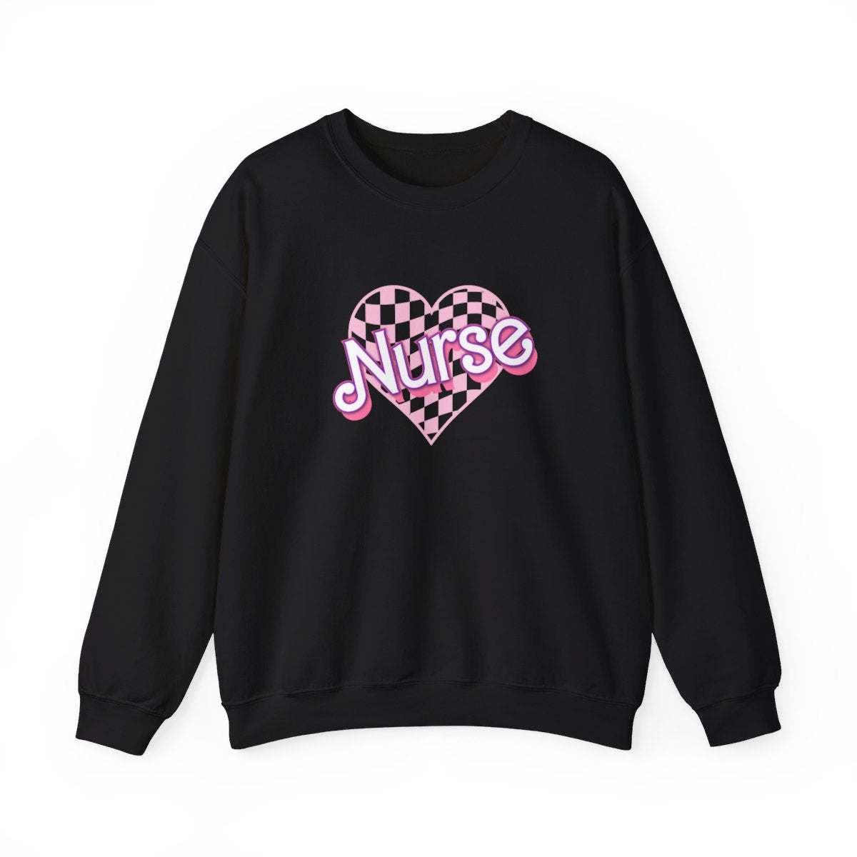 Nurse Checkered Heart Long Sleeve Sweatshirt
