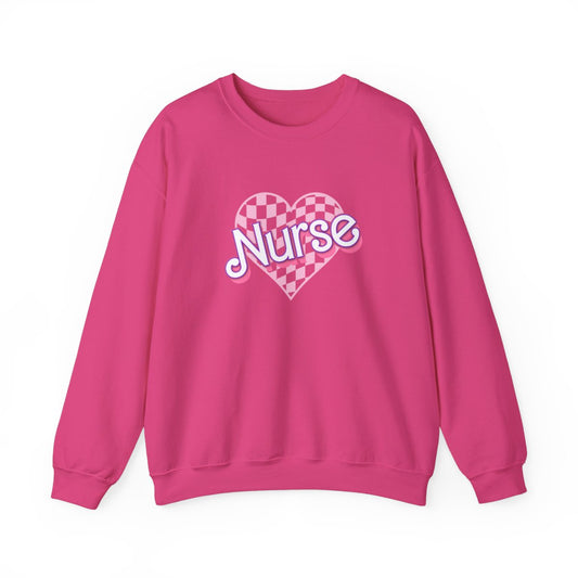 Nurse Checkered Heart Long Sleeve Sweatshirt