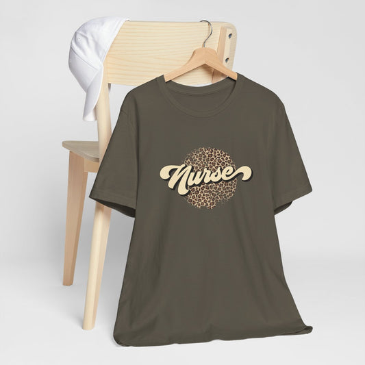 Nurse Animal Print Distressed Short Sleeve Tee