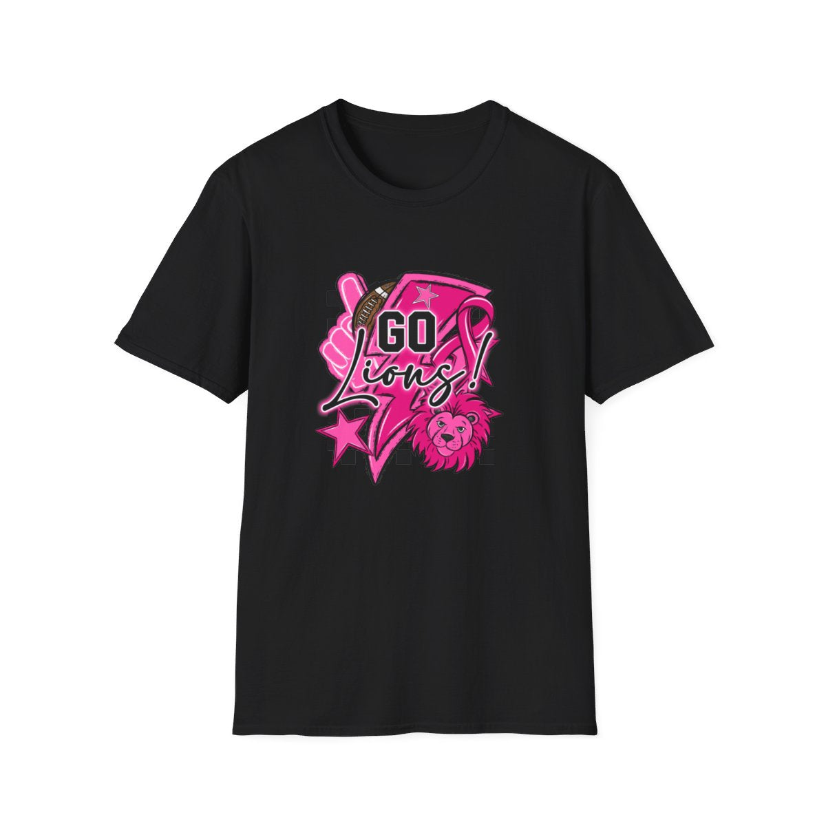 Pink Out Go Lions Football (Elementary) Short Sleeve Tee